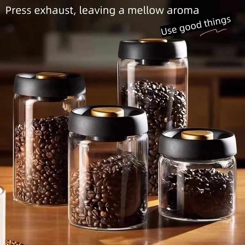 Coffee Tea Organizer - Manual Vacuum Sealed Coffee Jar High