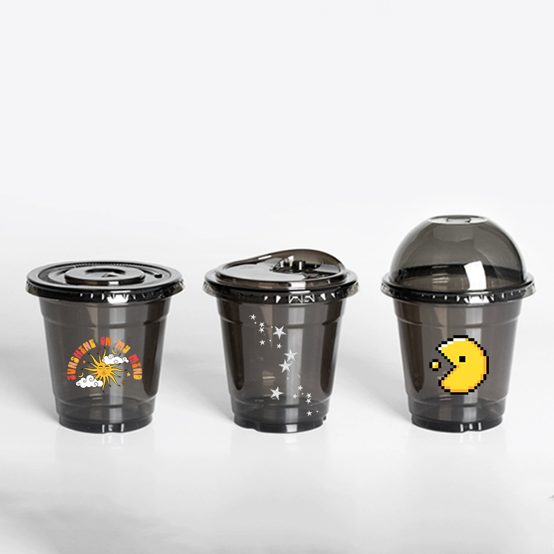 Coffee Tea Flower - LogoDisposable Transparent Pet Coffee Cups, Cold