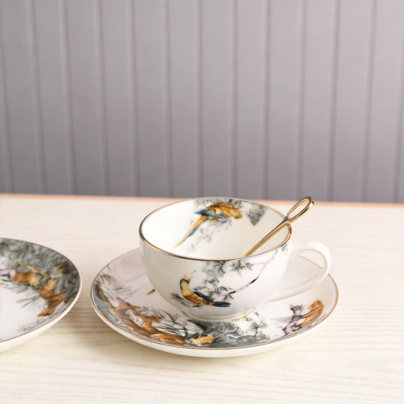 Coffee Tea Flower - Retro British Bone China Jungle Flower