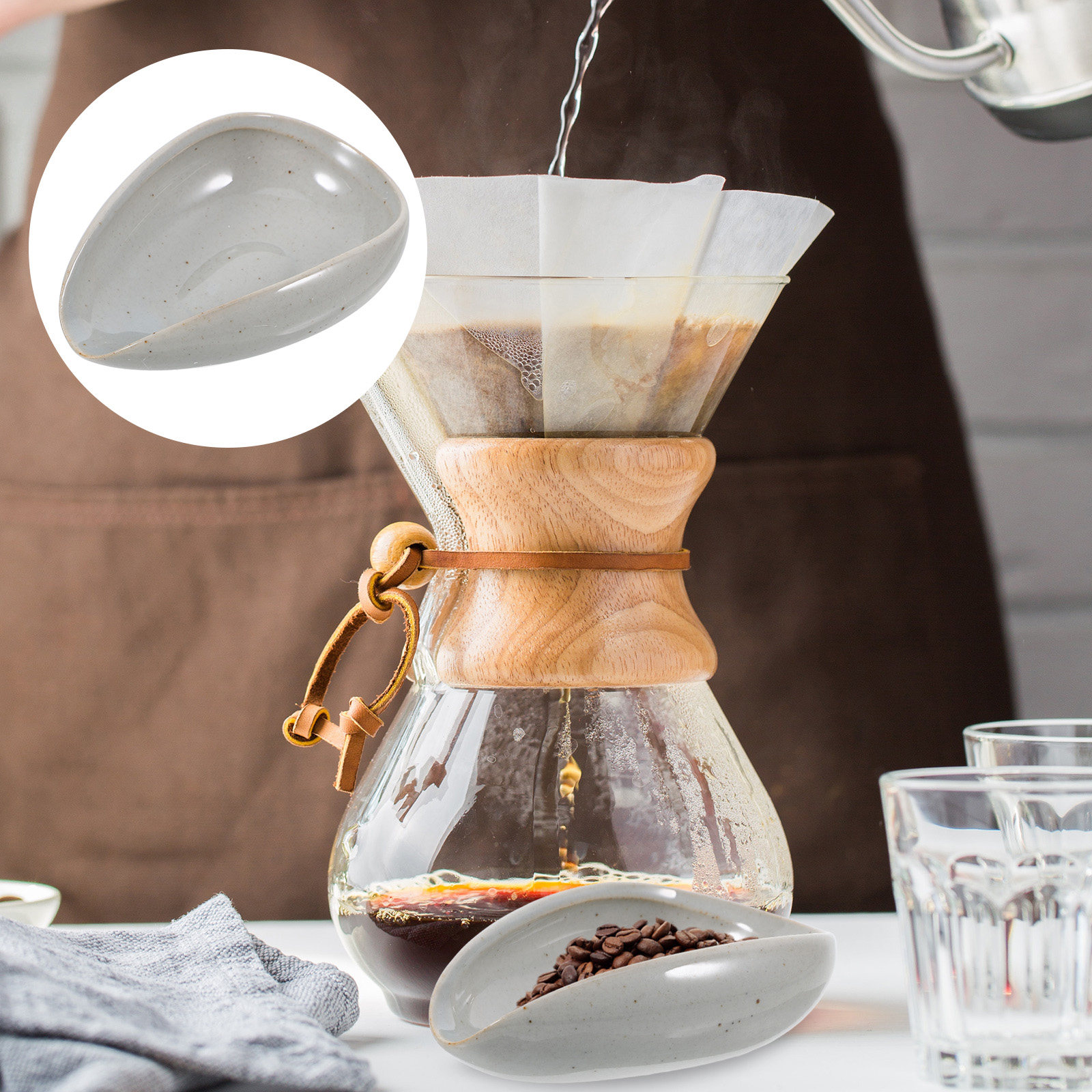 Coffee Tea Holders - Ceramic Coffee Bean Tray Multi-Function Dosing
