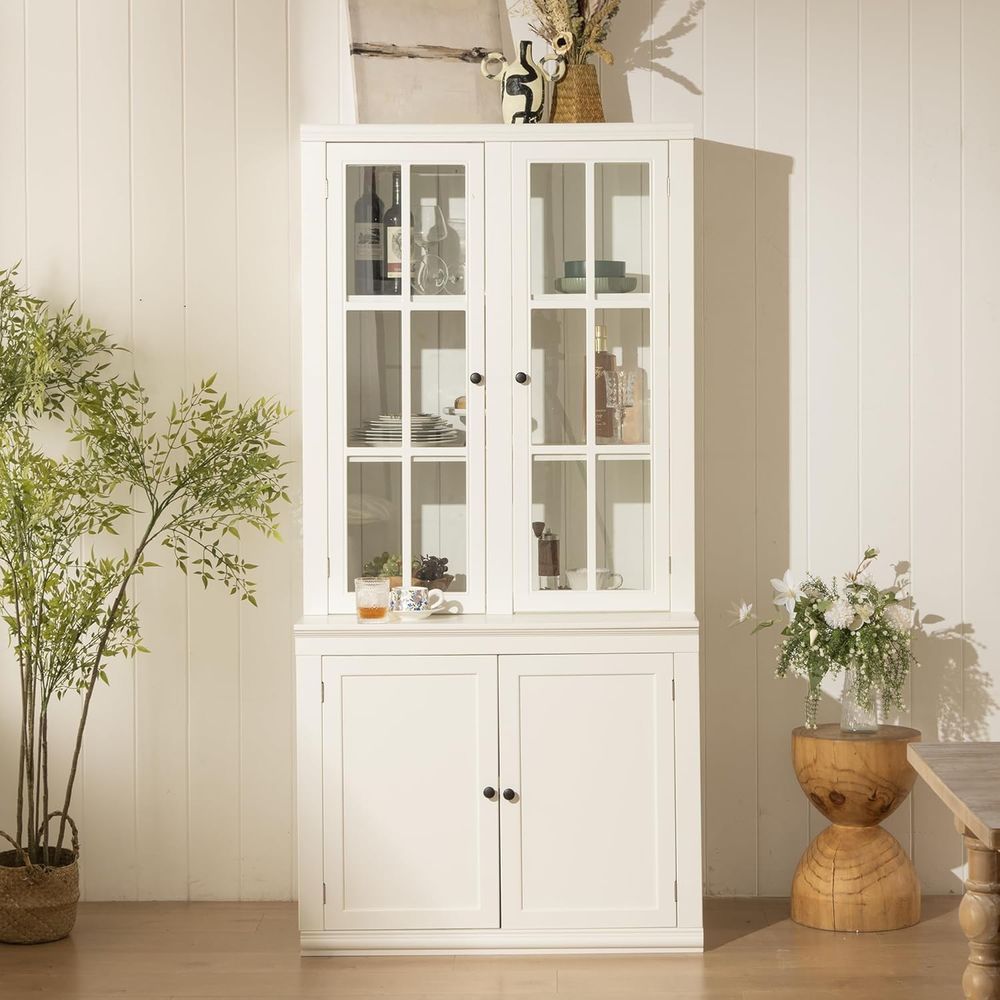 Coffee & Tea Haus - 75 Tall White Glass Door Kitchen