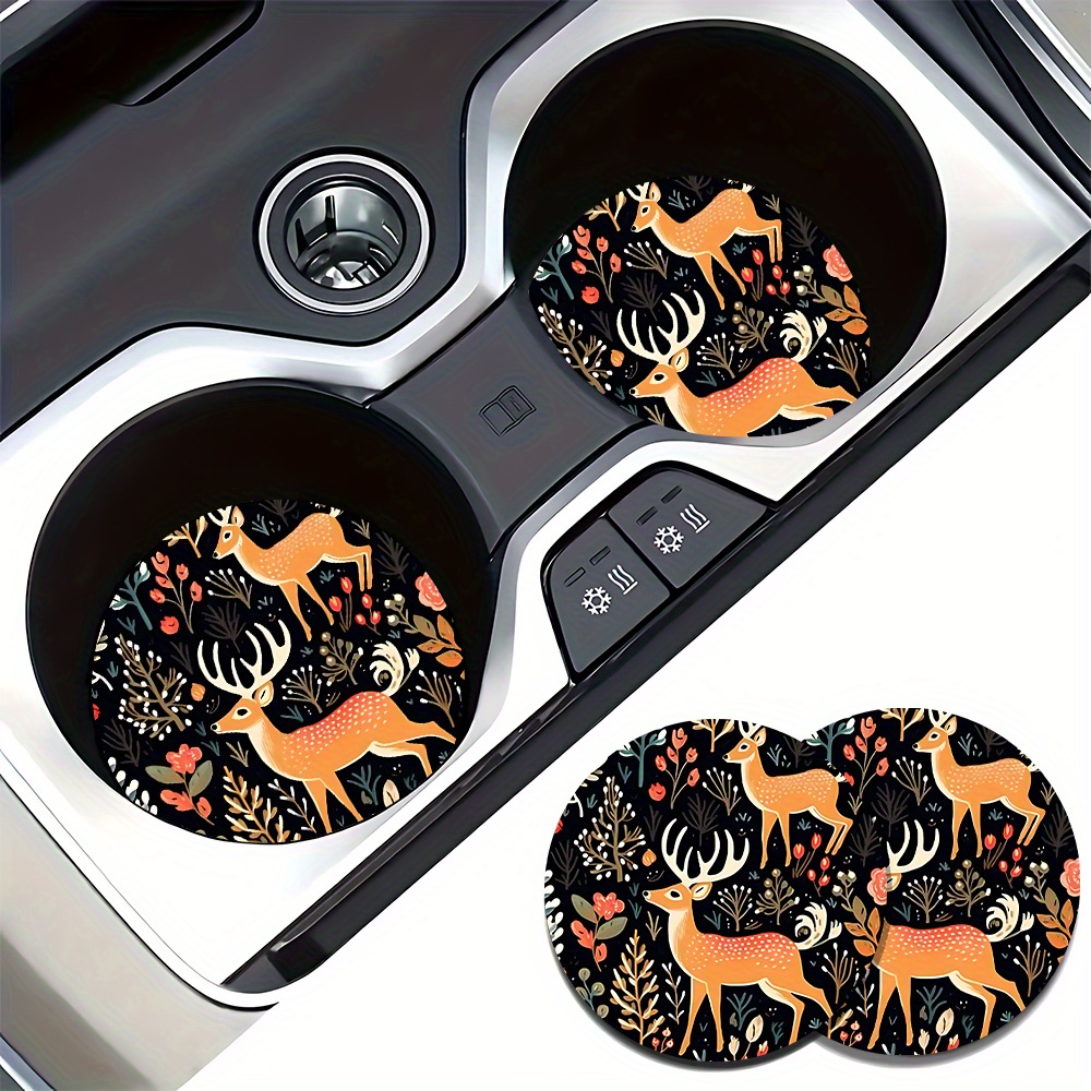 Coffee Tea Etc - 2 Deer Print Car Coasters -