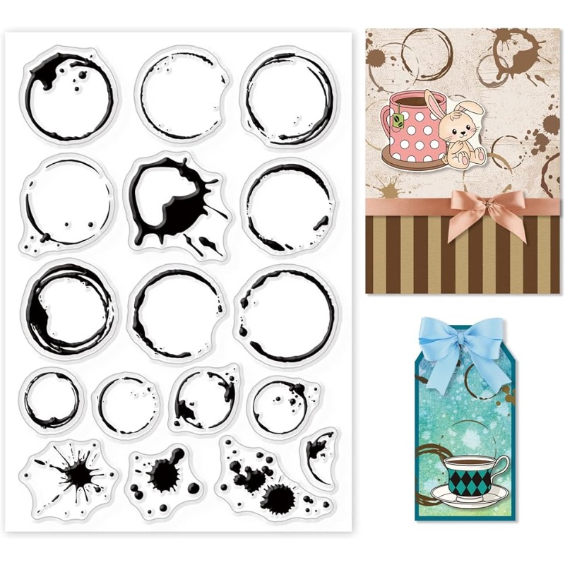 Coffee X Tea - 1Sheet Tea Stains Clear Stamp Coffee