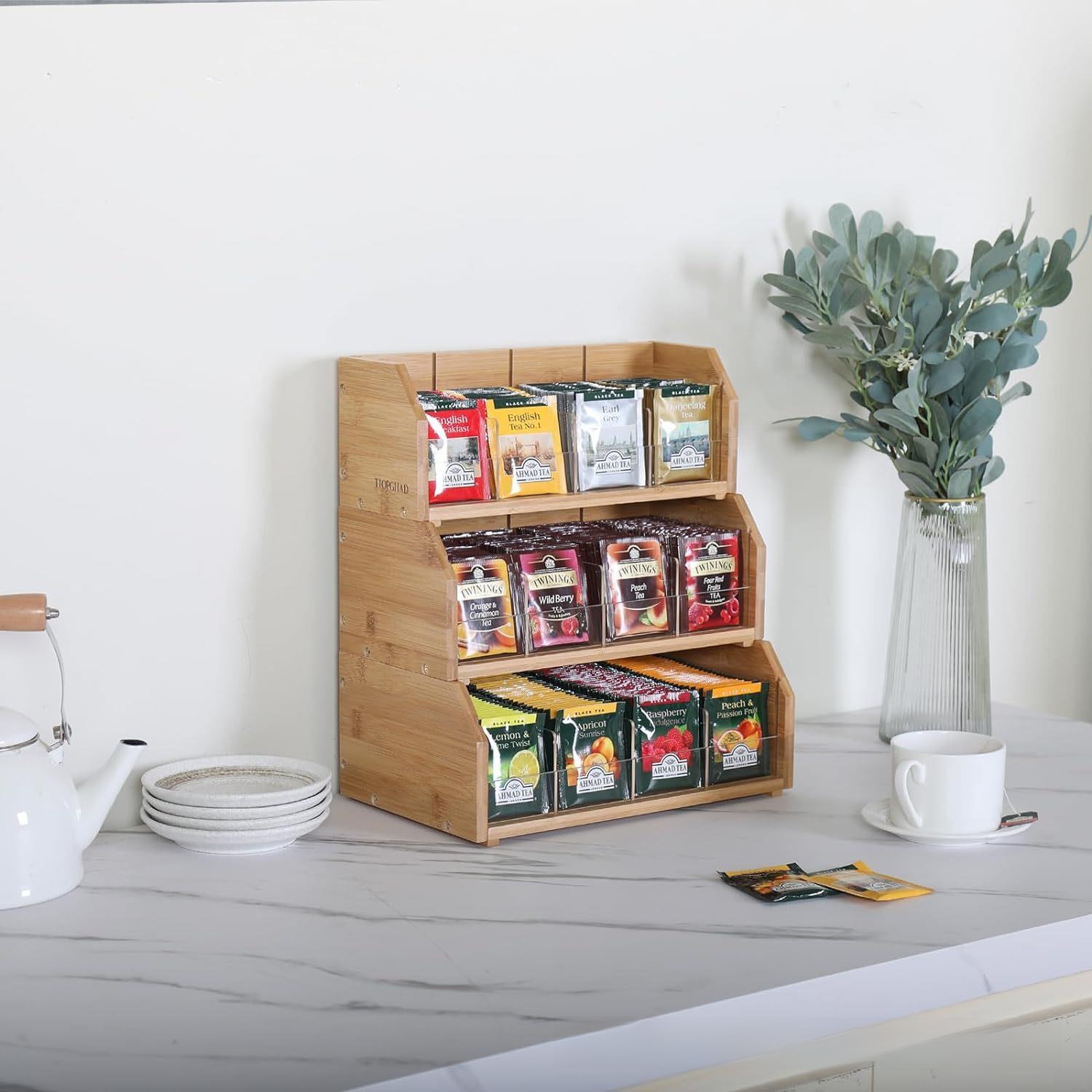 Bamboo Tea Bag Storage Box Thr - огляд і ціна Coffee Tea Organizer