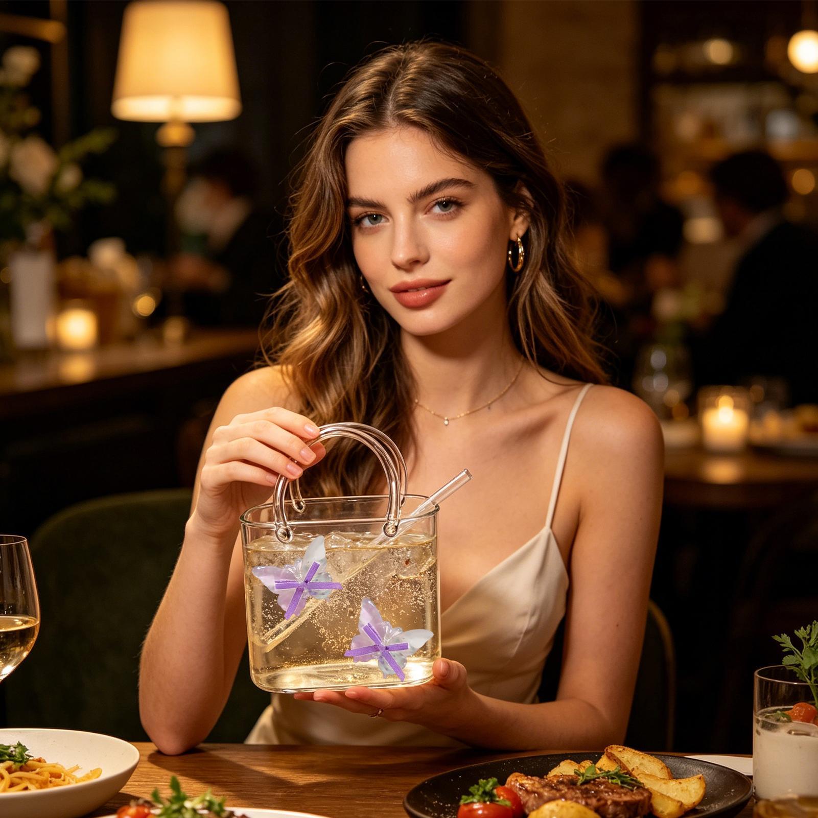 Glass Purse For Drinks Funky C - огляд і ціна Coffee Tea Flower