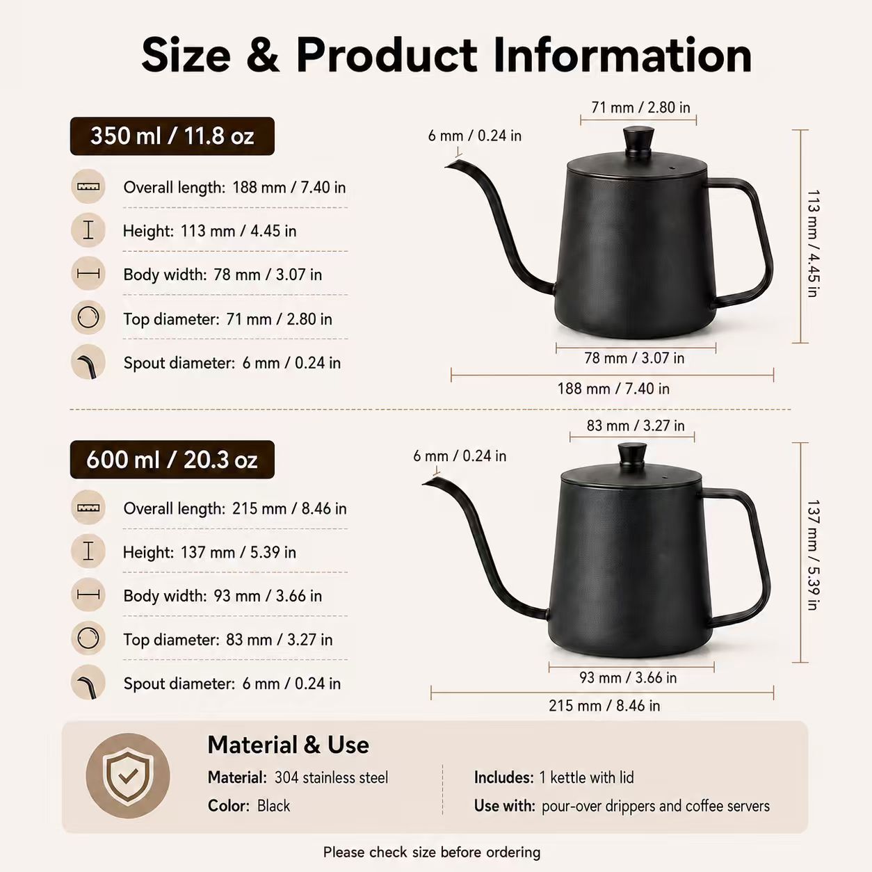 304 stainless steel coffee pot - огляд і ціна Tea And Coffee Kettle