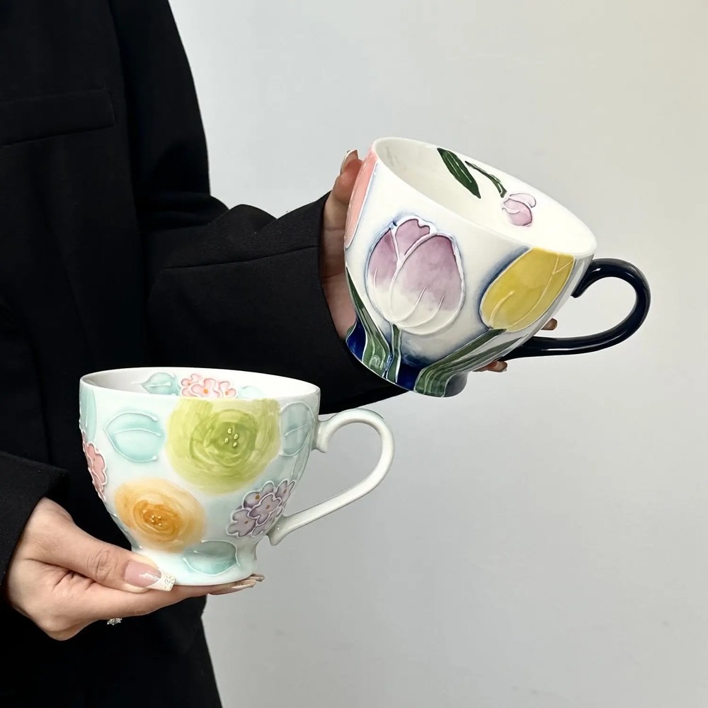 Hand-Painted Relief Flower Cer - огляд і ціна Coffee Tea Flower
