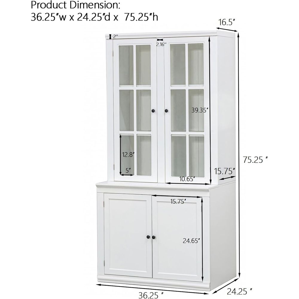75 Tall White Glass Door Kitch - огляд і ціна Coffee & Tea Haus