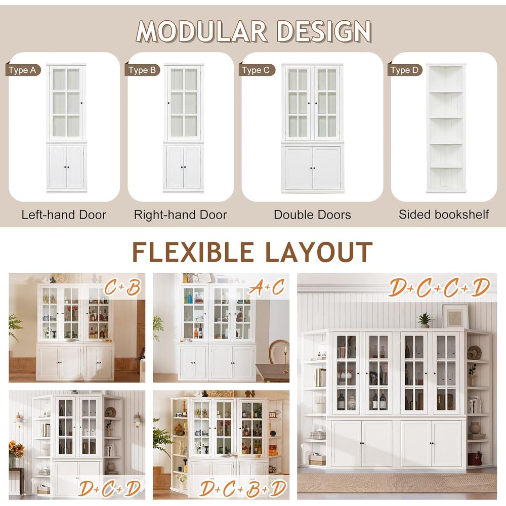 75 Tall White Glass Door Kitch - огляд і ціна Coffee & Tea Haus
